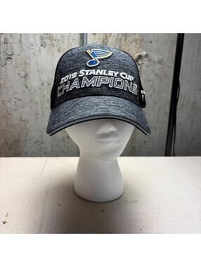St Louis Blues 2019 Stanley Cup Champions Mesh Snapback Gray Hat Fanatics EUC
